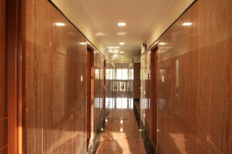 Polished granite guest corridor