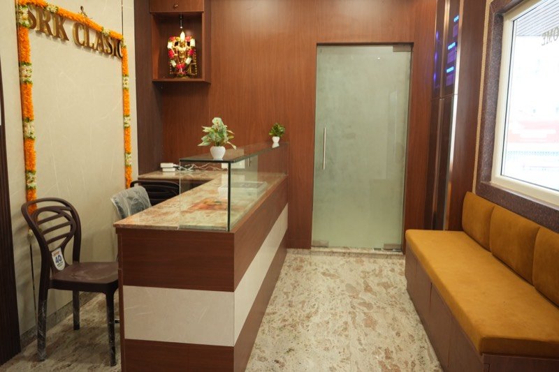 Reception counter and seating at SRK Clasic