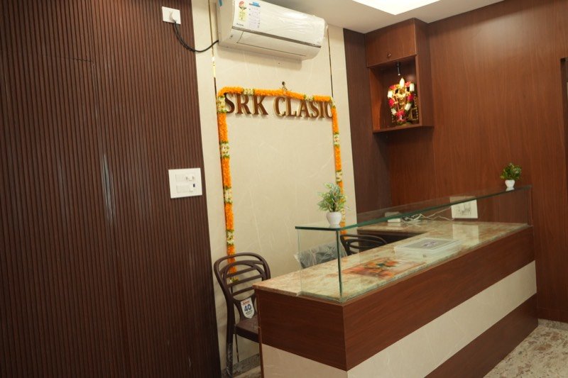 Front desk with brass SRK Clasic signage